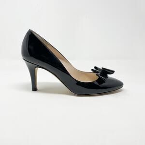 L.K. Bennett Darcia Classic Preppy LK Brogue Black Patent Leather Bow Heels 37